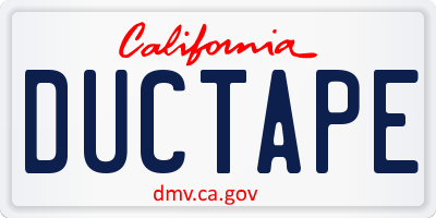 CA license plate DUCTAPE