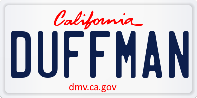 CA license plate DUFFMAN