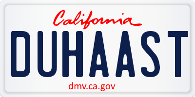 CA license plate DUHAAST