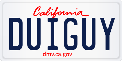 CA license plate DUIGUY