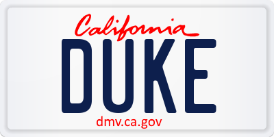 CA license plate DUKE