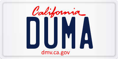 CA license plate DUMA