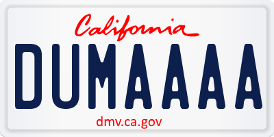 CA license plate DUMAAAA