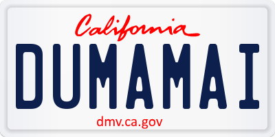 CA license plate DUMAMAI