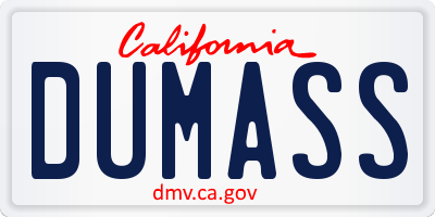 CA license plate DUMASS