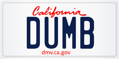 CA license plate DUMB