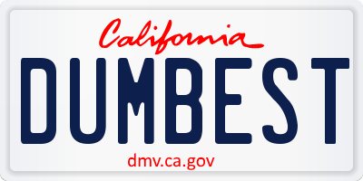 CA license plate DUMBEST