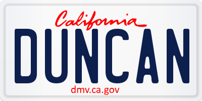 CA license plate DUNCAN