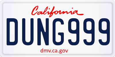 CA license plate DUNG999