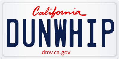 CA license plate DUNWHIP