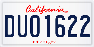 CA license plate DUO1622