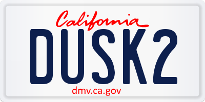 CA license plate DUSK2