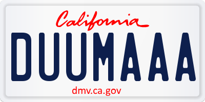 CA license plate DUUMAAA