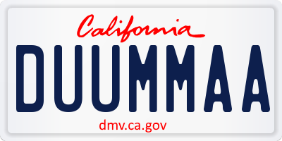 CA license plate DUUMMAA