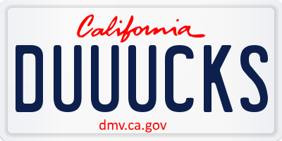 CA license plate DUUUCKS