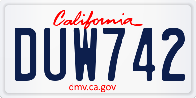 CA license plate DUW742