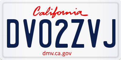 CA license plate DV02ZVJ