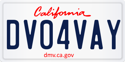 CA license plate DV04VAY