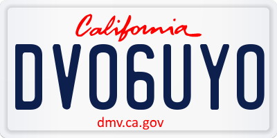 CA license plate DV06UYO