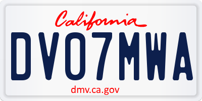 CA license plate DV07MWA