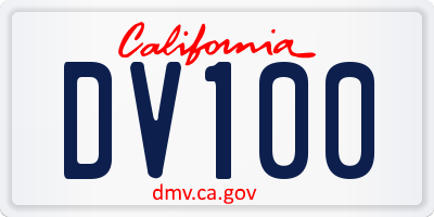 CA license plate DV100