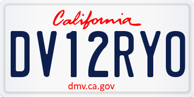 CA license plate DV12RYO