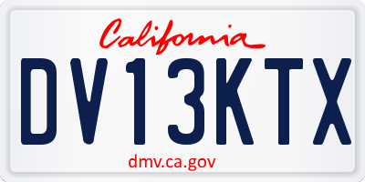 CA license plate DV13KTX