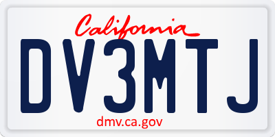 CA license plate DV3MTJ