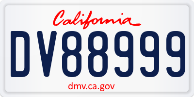 CA license plate DV88999