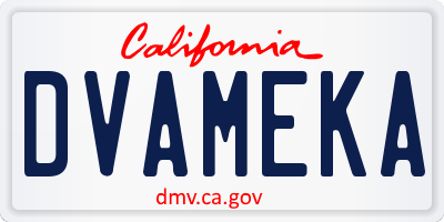 CA license plate DVAMEKA