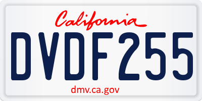 CA license plate DVDF255