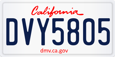 CA license plate DVY5805