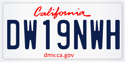 CA license plate DW19NWH