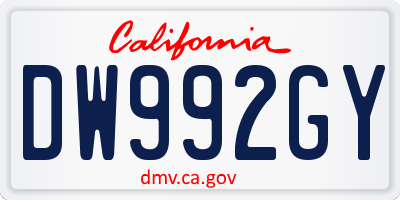 CA license plate DW992GY