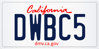 CA license plate DWBC5