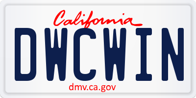 CA license plate DWCWIN