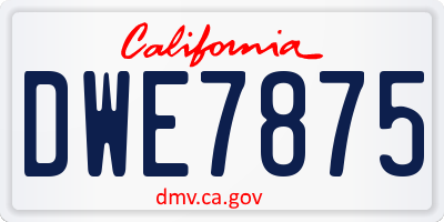 CA license plate DWE7875