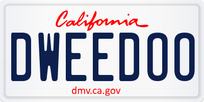 CA license plate DWEEDOO