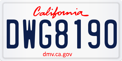 CA license plate DWG8190