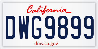 CA license plate DWG9899