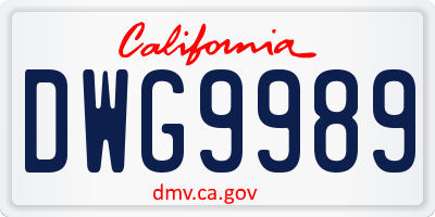 CA license plate DWG9989