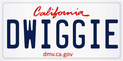 CA license plate DWIGGIE