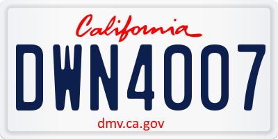 CA license plate DWN4007