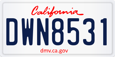 CA license plate DWN8531