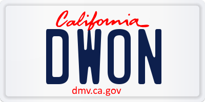 CA license plate DWON