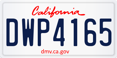 CA license plate DWP4165