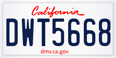 CA license plate DWT5668