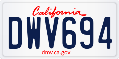 CA license plate DWV694