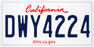 CA license plate DWY4224