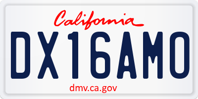 CA license plate DX16AMO